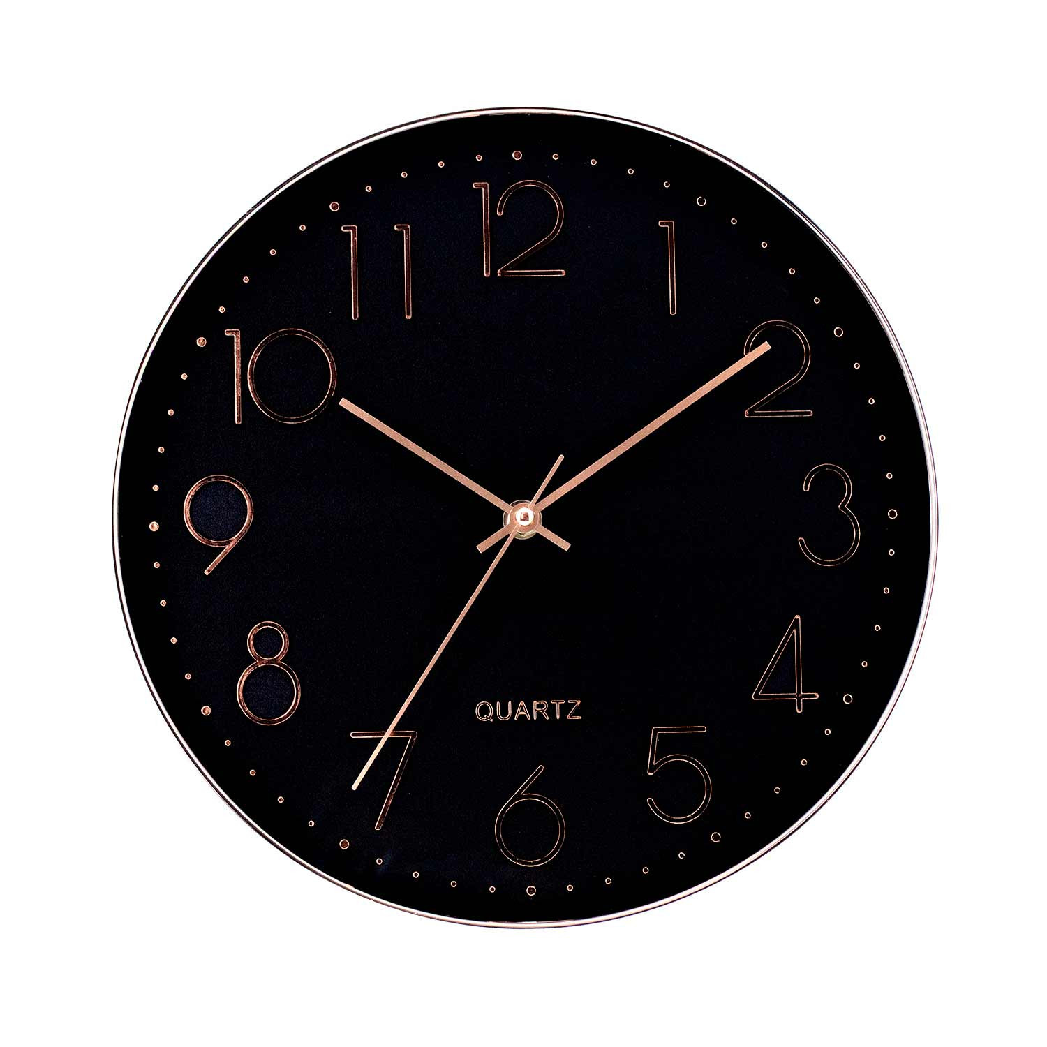 Reloj de Pared Moderno en Relieve con Esfera Negra Ø30 cm O91 Relojes de Pared 8